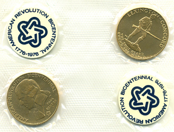 США медаль 1976 200 лет США, буклет в конверте первого дня бронза, пластик UNC 6-5-1-10