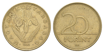 Венгрия 20 форинтов 1993 венгерский ирис KM 696 никель латунь 4650-335