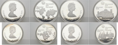 Канада набор из 4 монет 1973 олимпийские игры в Монреале 1976, в оригинальной коробке, сертификат, серия I KM OCP1 (84, 85, 86.1, 87) серебро PROOF 4-5-3-20