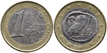 Греция 1 евро 2003 KM 187 биметалл 4390-1212