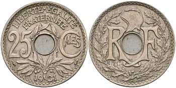 Франция 25 сантимов 1931 KM 867a, Le Franc 171.7 медно-никель 4143-445