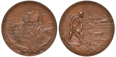 Финляндия медаль 1906 11-й Финляндская сельскохозяйственная выставка в г. Куопио, Берлин Bostroom II, s. 180. № I бронза    10-003-13