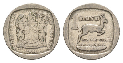 ЮАР 1 ранд 1991 антилопа спрингбок, герб KM 138 медь плакированная никелем 4380-1048