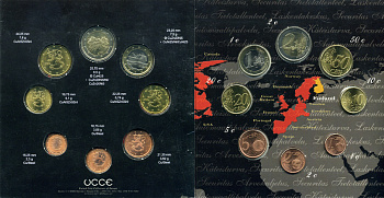 Финляндия евронабор из 8 монет 2004 службы обеспечения порядка и безопасности, в оригинальном буклете  биметалл  UNC  5-6-1-12