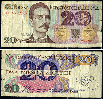 Польша 20 злотых 1982 двойная серия Pick 149 a (2)  бумага   2119-17-1-1