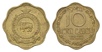 Цейлон 10 центов 1965 KM 130 никель латунь 54-1042