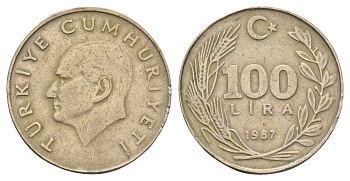 Турция 100 лир 1987 Кемаль Ататюрк KM 967 медь цинк никель 91-524