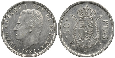 Испания 50 песет 1982 Хуан Карлос I (1975-2001) KM 825 медно-никель 4111-1026