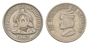 Гондурас 20 сентаво 1967 KM 79 медно-никель 4664-634