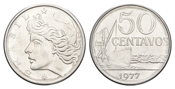 Бразилия 50 сентаво 1977 KM 580b нержавеющая сталь UNC 4642-1132