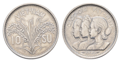 Южный Вьетнам 10 су 1953 год-тип KM 1 алюминий aUNC 4675-1054