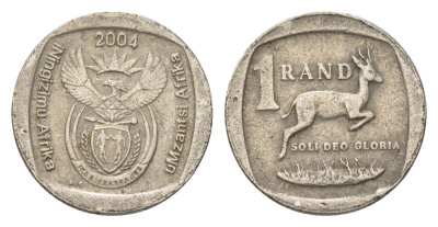 ЮАР 1 ранд 2004 KM 333 медь плакированная никелем 4627-428