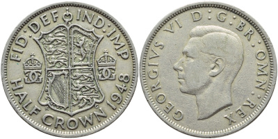 Великобритания 1/2 кроны 1948 Георг VI (1936-1952) KM 866, Spink 4101 медно-никель 4386-912