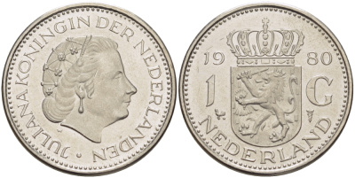 Нидерланды 1 гульден 1980 Юлиана (1948-1980) KM 184а никель 31-856