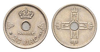 Норвегия 25 эре 1950 Хокон VII (1905-1957) KM 384 медно-никель UNC 4674-1033