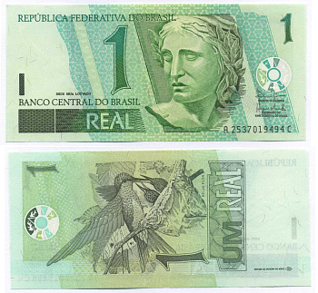 БРАЗИЛИЯ 1 РЕАЛ 2003- ПОДПИСЬ 40, СЕРИЯ А-С 2537 Pick 251 бумага UNC (ПРЕСС) 8595-38-3-1