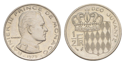 Монако 1/2 франка 1979 KM 145 никель UNC 4632-842