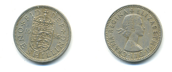 Великобритания 1 шиллинг 1956 Елизавета II (1952-2022), Английский герб KM 904, Spink 4147 медно-никель 83-724