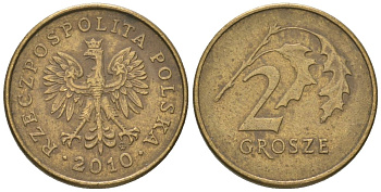 Польша 2 гроша 2010 MW Y 277 марганец латунь 4617-1166