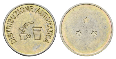 Италия жетон для выдачи напитков - кофе диаметр 24 мм, вес 5,1 гр нержавеющая сталь 4670-953