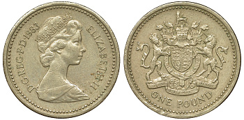 Великобритания 1 фунт 1983 Елизавета II (1952-2022) KM 933, Spink 4221 никель латунь 62-852