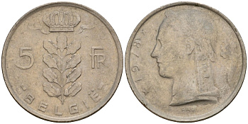 Бельгия 5 франков 1978 Belgie, Бодуэн I (1951-1993) KM 135 медно-никель 4398-122