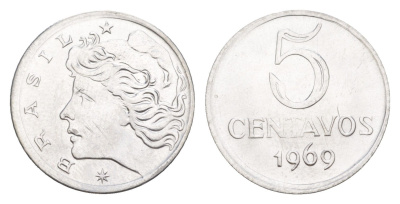 Бразилия 5 сентаво 1969 KM 577.2 нержавеющая сталь UNC 4644-421