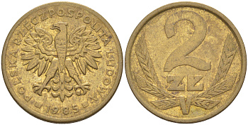 ПОЛЬША 2 ЗЛОТЫХ 1985 MW KM 80.1 латунь 3309-734
