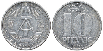 ГДР 10 пфеннигов 1981 А KM 10 алюминий 62-851