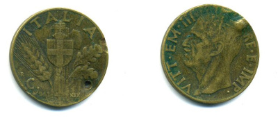 ИТАЛИЯ 10 ЧЕНТЕЗИМО 1941 бронза 57-1021