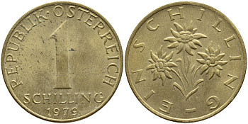 АВСТРИЯ 1 ШИЛЛИНГ 1979 KM 2886 алюминиевая бронза 4397-432