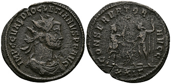 Римская Империя аврелианиан 289 - 290 Диоклетиан CONSERVATOR AVGG Сисция Good Very fine RIC 262 бронза 1073-6-32