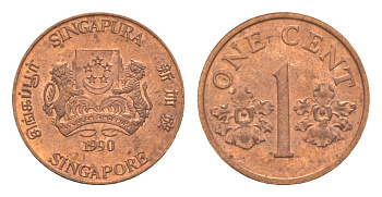 Сингапур 1 цент 1990 KM 49 бронза 4640-633