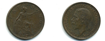 Великобритания 1 фартинг 1932 Георг V (1910-1936) KM 825, Spink 4061 бронза 58-1246