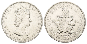 Бермудские острова (Бермуды) 1 кроны 1964 год-тип KM 14 серебро 1522-623