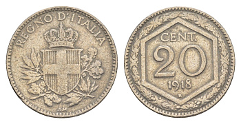 Италия 20 чентезимо 1918 KM 44 никель 4613-168