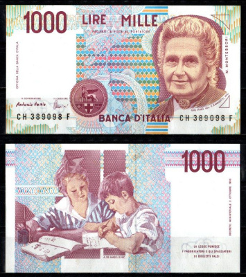 Италия 1000 лир 1990 Pick 114 c бумага UNC (пресс) 7205-1-2-2