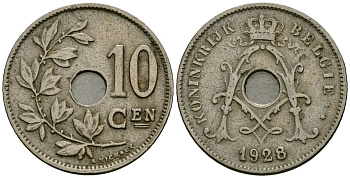 Бельгия 10 сантимов 1928 Belgie KM 86 медно-никель 4163-727