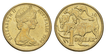 Австралия 1 доллар 1984 Елизавета II (1952-2022), кенгуру KM 77 алюминиевая бронза UNC 4652-157