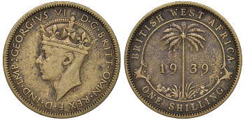 Британская Западная Африка 1 шиллинг 1939 Георг VI KM 23 никель латунь 25-1533