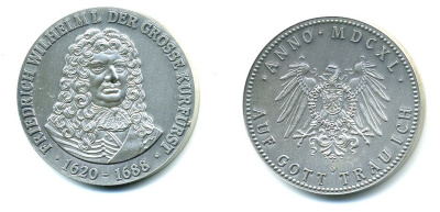 ГЕРМАНИЯ МЕДАЛЬ ФРИДРИХ ВИЛЬГЕЛЬМ I 1620-1688 1522-1214