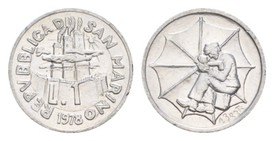 Сан-Марино 1 лира 1978 Работа KM 76 алюминий UNC 4647-218