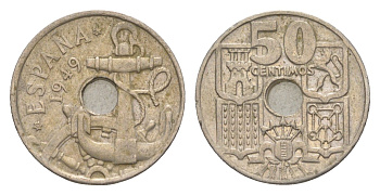 Испания 50 сентимо 1949 (62) Франсиско Франко KM 777 медно-никель 4611-413