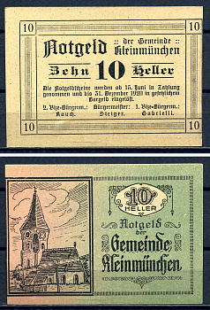 Клайнмюнхен (Австрия) 10 геллеров 1920 Jaksc/Pick?JPR0456a-10 бумага aUNC 7556-34-1-1