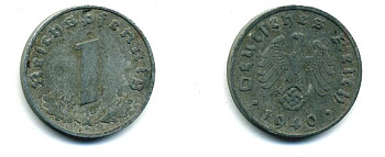 ГЕРМАНИЯ 1 РЕЙХСПФЕННИГ 1940 A цинк 46-2318