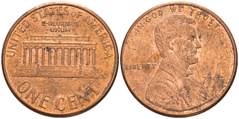 США 1 ЦЕНТ 2001 D ЛИНКОЛЬН KM 201b цинк плакированный медью UNC 187-1213