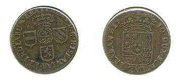 ИСПАНСКИЕ НИДЕРЛАНДЫ, НИМУР 1 ЛИАРД 1710 KM 13 медь 503-333