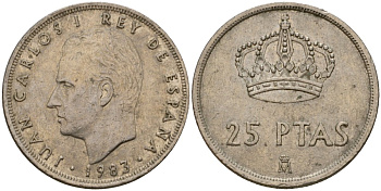 Испания 25 песет 1983 Хуан Карлос I (1975-2014) KM 824 медно-никель 183-143