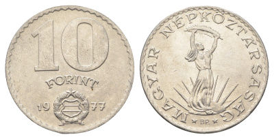 Венгрия 10 форинтов 1977 BP, Статуя свободы KM 595 никель UNC 4666-244