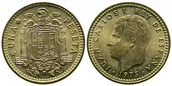 Испания 1 песета 1975 (79) Хуан Карлос I (1975-2014) KM 806 алюминиевая бронза 4381-524